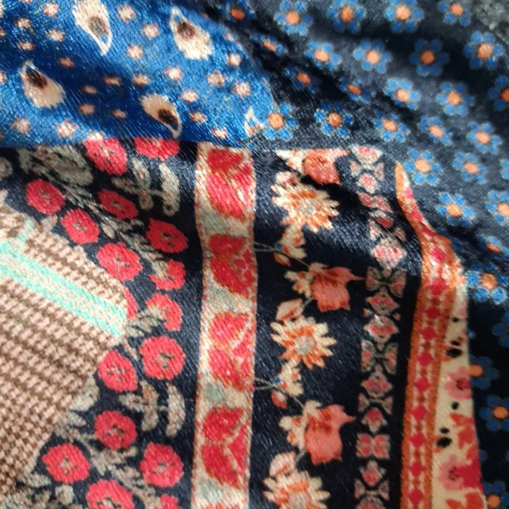 Free People Parker Patchwork Maxi Dress Sz L Sheer Back Velvet Boho Chic
